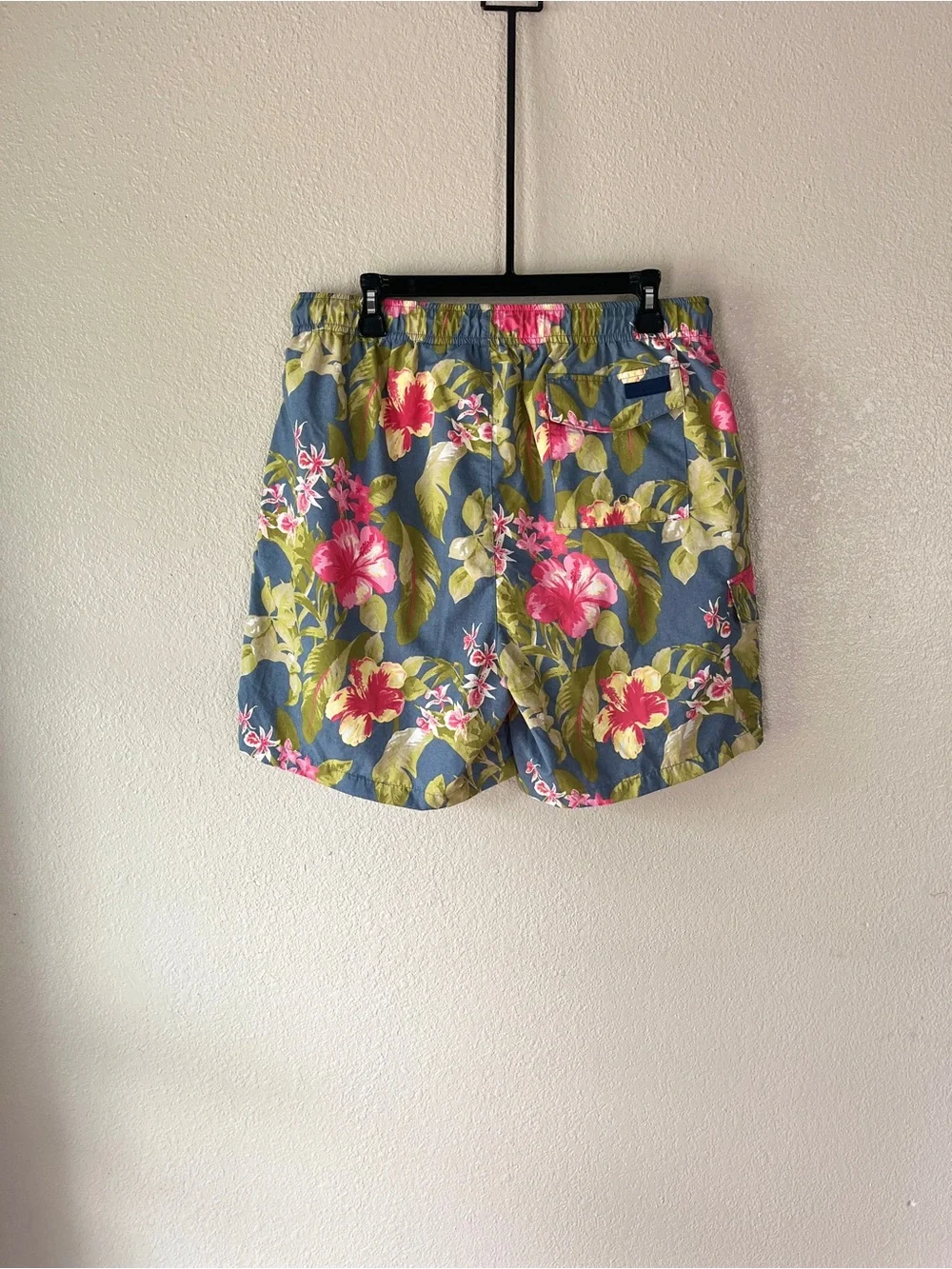 RAINFOREST Blue Floral Athletic Shorts with Pink Flowers